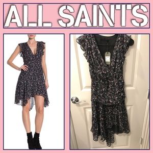 ALLSAINTS- CARIS FLORAL DRAPED DRESS (NWT)